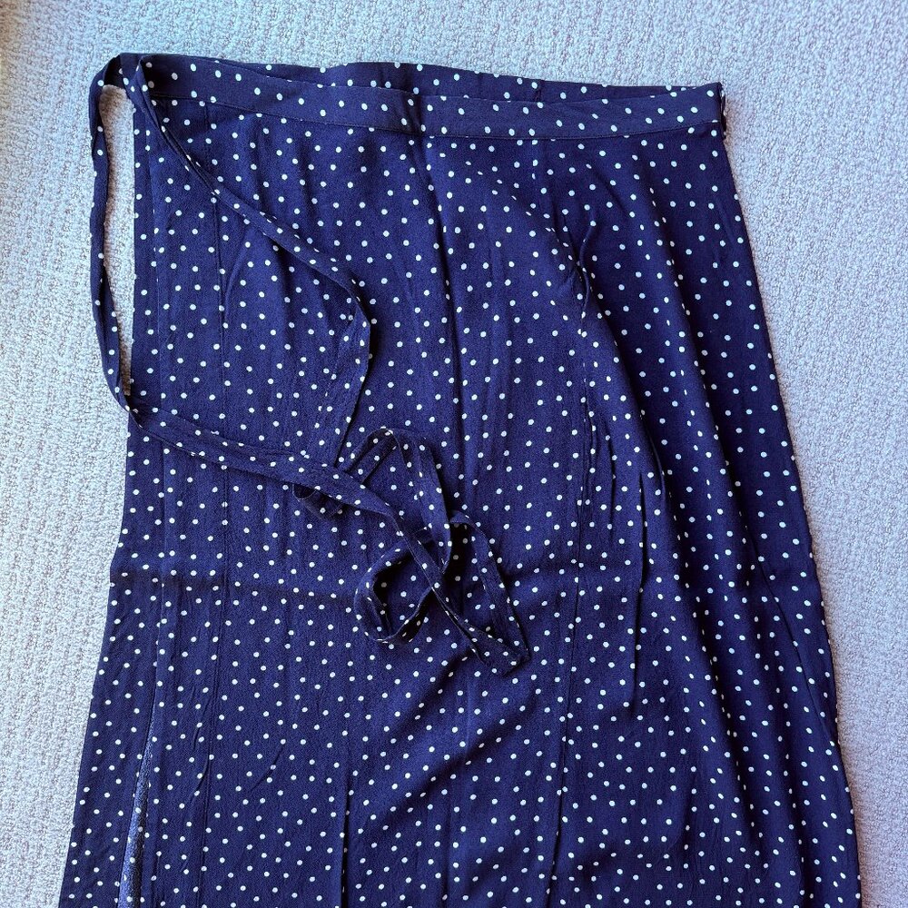 Orta Tie Waist Navy Polka Dot Skirt (S)